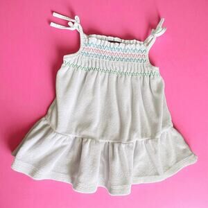 Rare Juicy Couture Baby Dress 12M White Terry Cloth Smocked Rainbow Y2K VTG
